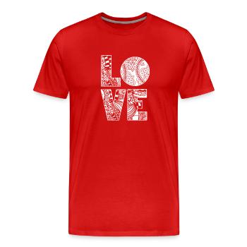 Baseball Softball Mama Love Baseball - Männer Premium Bio T-Shirt - Rot - Vorne - Damien (186cm)