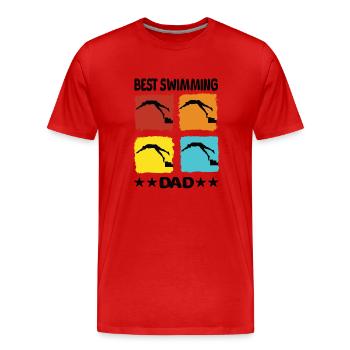 Meilleur père nageur - T-shirt bio Premium Homme - rouge - Devant - Damien (186cm)