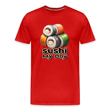 Sushi Ma journée - T-shirt bio Premium Homme - rouge - Devant - Damien (186cm)