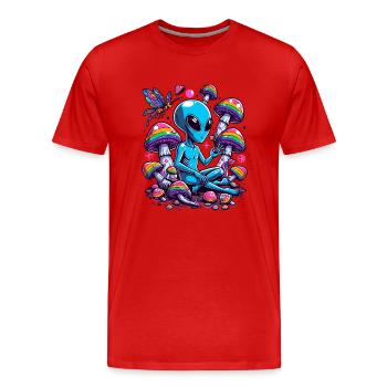 Alien Wonderland - Men's Premium Organic T-Shirt - red - Front - Damien (186cm)
