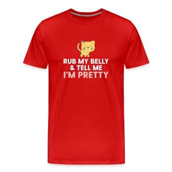 Yellow Kitten - Frotte mon ventre et dis-moi que je suis jolie - T-shirt bio Premium Homme - rouge - Devant - Damien (186cm)