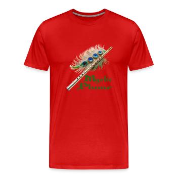 FLÖTENFEDER, MYSTISCHE FEDER - Männer Premium Bio T-Shirt - Rot - Vorne - Damien (186cm)