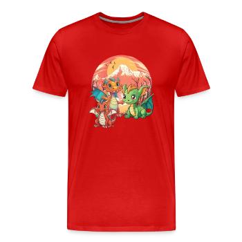 Dragon Dragon Dinos Dino Temps Âge De Pierre - T-shirt bio Premium Homme - rouge - Devant - Damien (186cm)