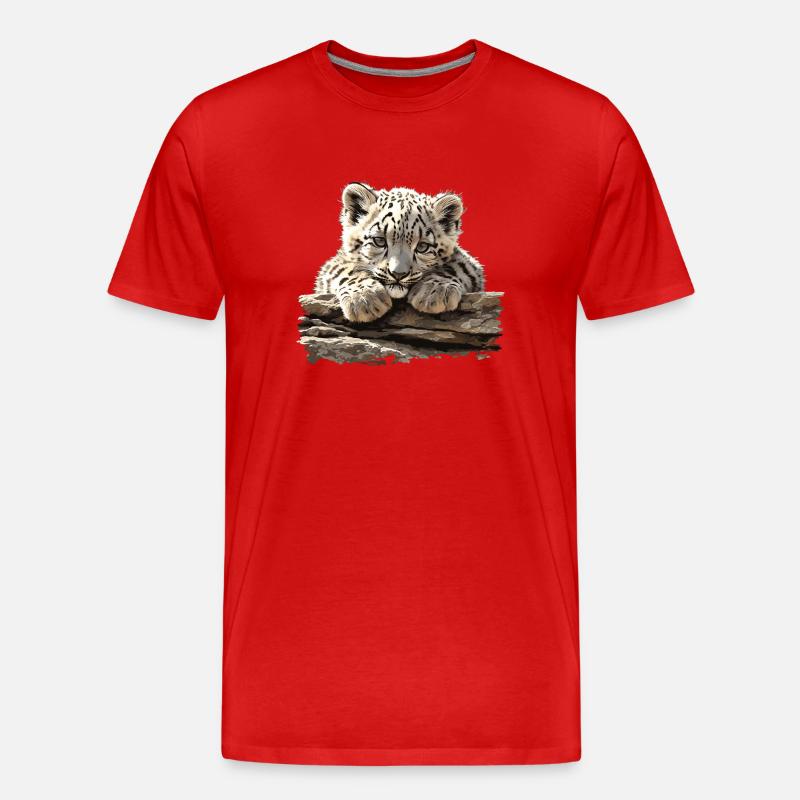 Snow Leopard Schneeleoparden Schneeleopard - Männer Premium Bio T-Shirt - Rot