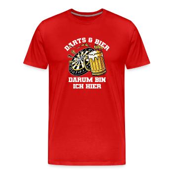 Fléchettes rétro / Jeu de fléchettes pour les joueurs de fléchettes - T-shirt bio Premium Homme - rouge - Devant - Damien (186cm)