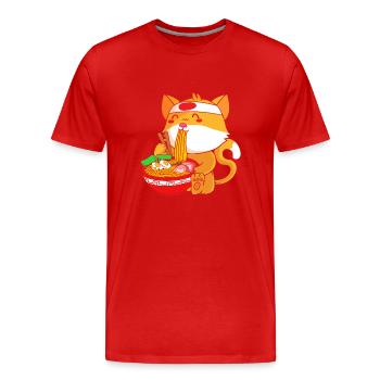 Maneki Neko Japan Lucky Charm - Men's Premium Organic T-Shirt - red - Front - Damien (186cm)