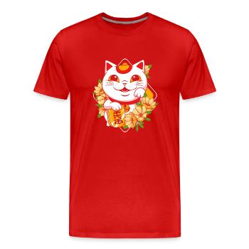 Maneki Neko Japan Lucky Charm - Men's Premium Organic T-Shirt - red - Front - Damien (186cm)