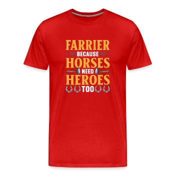 Farrier Horseshoe Horseshoeing - Men's Premium Organic T-Shirt - red - Front - Damien (186cm)