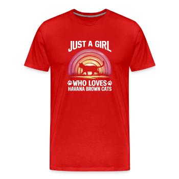 Katze Havanna Braun Geschenk - Männer Premium Bio T-Shirt - Rot - Vorne - Damien (186cm)