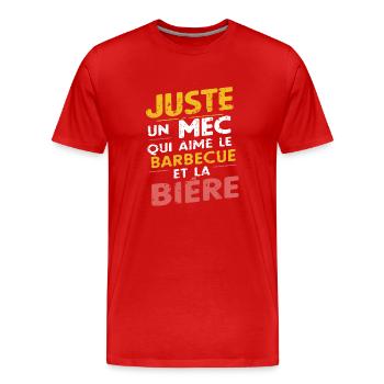 Barbecue beer - BBQ humor - Men's Premium Organic T-Shirt - red - Front - Damien (186cm)