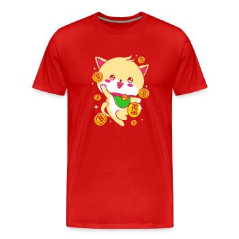 Maneki Neko Japan Lucky Charm - Men's Premium Organic T-Shirt - red - Front - Damien (186cm)