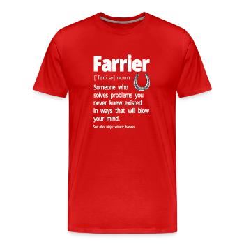 Farrier Horseshoe Horseshoeing - Men's Premium Organic T-Shirt - red - Front - Damien (186cm)
