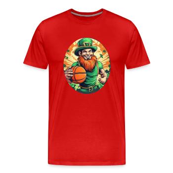 Basket-ball Trèfle de la Saint-Patrick - T-shirt bio Premium Homme - rouge - Devant - Damien (186cm)