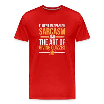 Professeur de langues étrangères École Professeurs de langues - T-shirt bio Premium Homme - rouge - Devant - Damien (186cm)