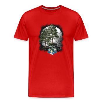 Forêt Nature Printemps Fleurs Conifères Forêt Arbres Arbre - T-shirt bio Premium Homme - rouge - Devant - Damien (186cm)