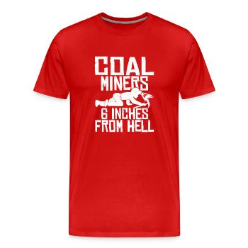 Les mineurs de charbon fabriquent la pioche minière des pères parfaits - T-shirt bio Premium Homme - rouge - Devant - Damien (186cm)