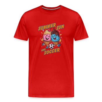 Soleil d’été Soccer Rire Coups de pied Cornets de crème glacée - T-shirt bio Premium Homme - rouge - Devant - Damien (186cm)