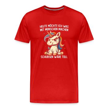 Pousser serait une excellente licorne - T-shirt bio Premium Homme - rouge - Devant - Damien (186cm)