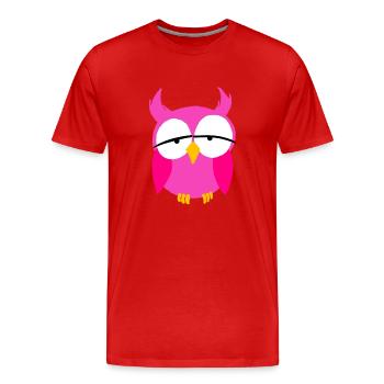 Pink Girl Owl Cartoon Oiseaux prédateurs nocturnes - T-shirt bio Premium Homme - rouge - Devant - Damien (186cm)