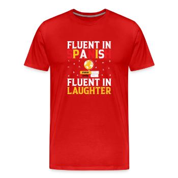 Professeur de langues étrangères École Professeurs de langues - T-shirt bio Premium Homme - rouge - Devant - Damien (186cm)