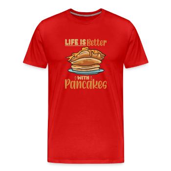 Pancake Frühstück Pfannkuchen - Männer Premium Bio T-Shirt - Rot - Vorne - Damien (186cm)