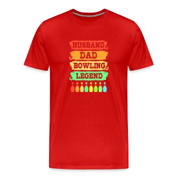 Bowling Bowler Bowling Skittles Bowling Ball - Men's Premium Organic T-Shirt - red - Front - Damien (186cm)