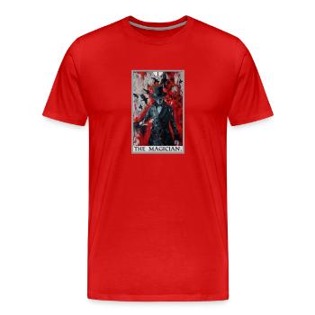 Carte de tarot Le magicien Le magicien - T-shirt bio Premium Homme - rouge - Devant - Damien (186cm)