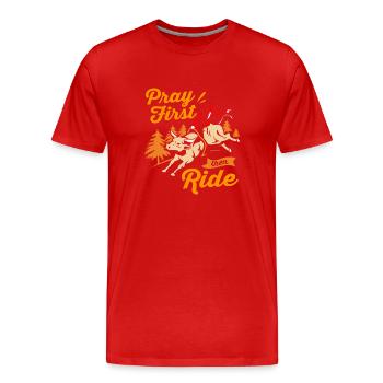 Rodéo - T-shirt bio Premium Homme - rouge - Devant - Damien (186cm)