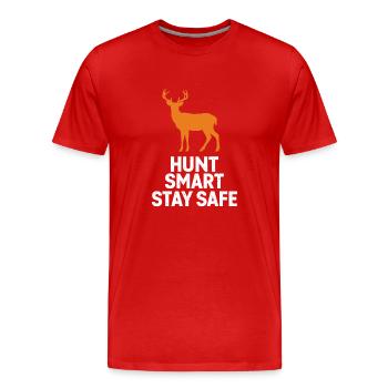 Erlebe Die Spannung Der Hirschjagd Im Wald Mit - Männer Premium Bio T-Shirt - Rot - Vorne - Damien (186cm)