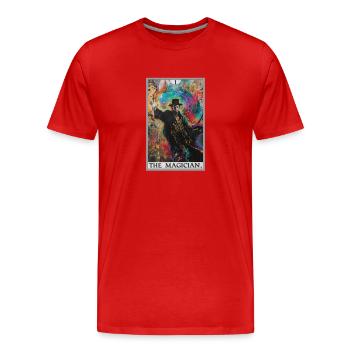 Carte de tarot Le magicien Le magicien - T-shirt bio Premium Homme - rouge - Devant - Damien (186cm)