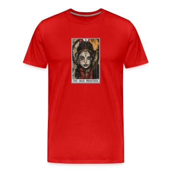 Carte de tarot La Grande Prêtresse La Grande Prêtresse - T-shirt bio Premium Homme - rouge - Devant - Damien (186cm)