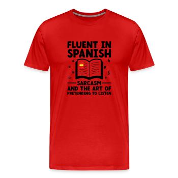 Professeur de langues étrangères École Professeurs de langues - T-shirt bio Premium Homme - rouge - Devant - Damien (186cm)