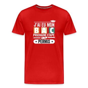Cadeau Baccalauréat Bachelier Bachelière Bac 2024 - T-shirt bio Premium Homme - rouge - Devant - Damien (186cm)