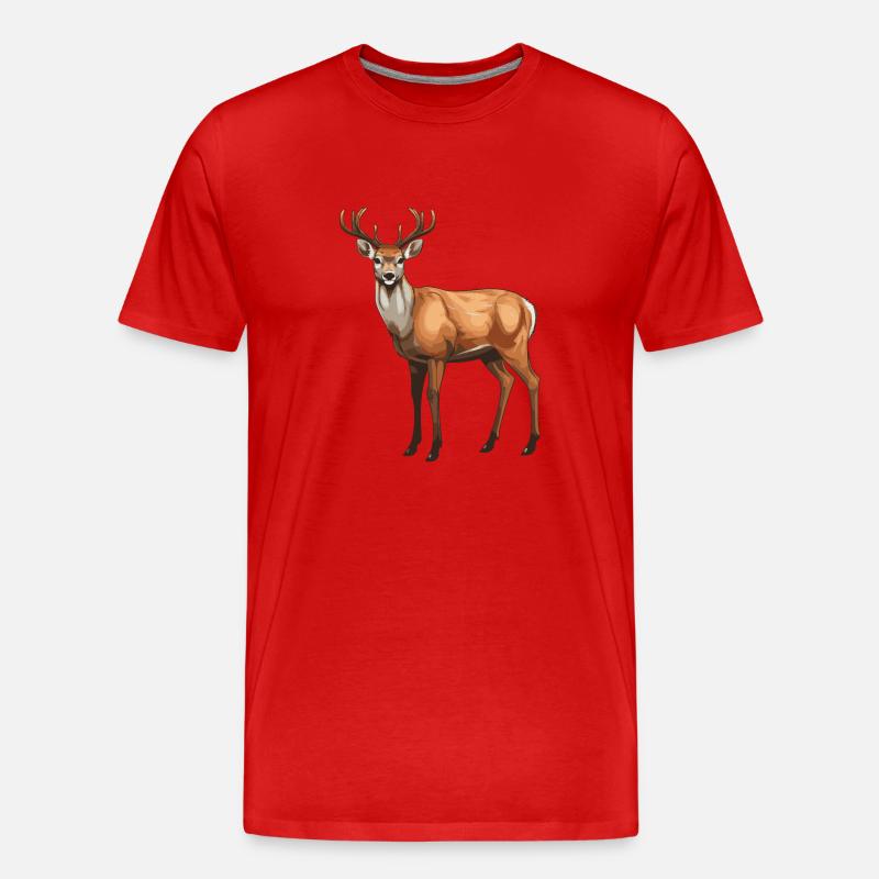 Hirsch Tier - Männer Premium Bio T-Shirt - Rot