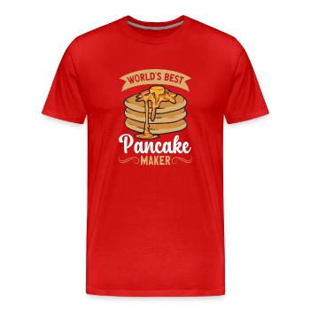 Pancake Breakfast Pancakes - Men's Premium Organic T-Shirt - red - Front - Damien (186cm)