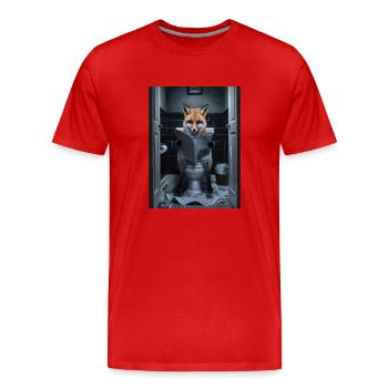 Fuchs Toilette lesen Zeitung Geschenk - Männer Premium Bio T-Shirt - Rot - Vorne - Damien (186cm)