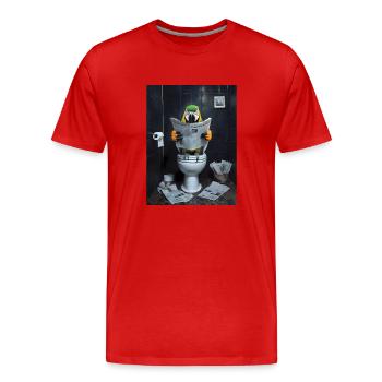 Papagei Toilette Zeitung lesen Geschenk - Männer Premium Bio T-Shirt - Rot - Vorne - Damien (186cm)