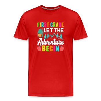 First Grade Let The Adventure Begin - Men's Premium Organic T-Shirt - red - Front - Damien (186cm)