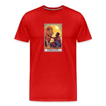 Tarotkarten Tarotkarte Strength Kraft - Männer Premium Bio T-Shirt - Rot - Vorne - Damien (186cm)