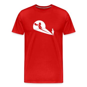 Schattenfigur Superheld Projektion - Männer Premium Bio T-Shirt - Rot - Vorne - Damien (186cm)