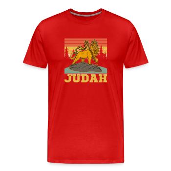 Christentum Löwe von Juda Jufah Afrika Kultur Musi - Männer Premium Bio T-Shirt - Rot - Vorne - Damien (186cm)