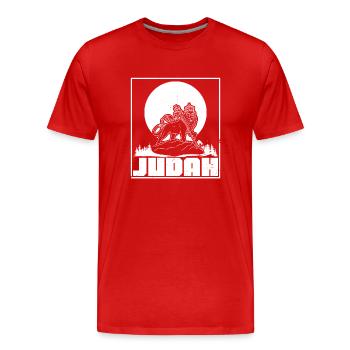 Christentum Pan African Löwe von Juda Afrika Kultu - Männer Premium Bio T-Shirt - Rot - Vorne - Damien (186cm)
