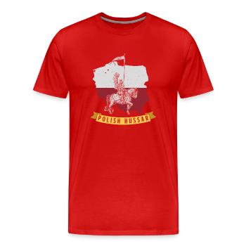Schwere Kavallerie Militär Polen Husaria Polska Fl - Männer Premium Bio T-Shirt - Rot - Vorne - Damien (186cm)