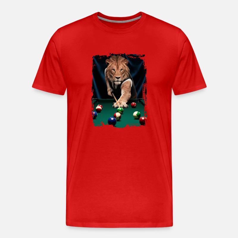 Löwe spielt Billard Geschenk - Männer Premium Bio T-Shirt - Rot