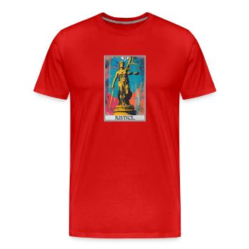 Cartes de tarot Carte de tarot Justice Justice - T-shirt bio Premium Homme - rouge - Devant - Damien (186cm)