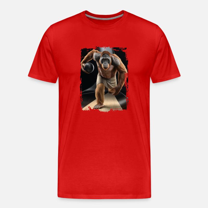 Orang-Utan spielt Bowling Geschenk - Männer Premium Bio T-Shirt - Rot