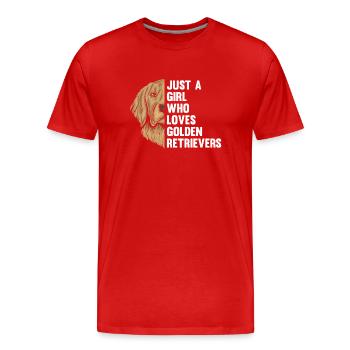 Golden Retriever Woman Women Girl - Men's Premium Organic T-Shirt - red - Front - Damien (186cm)