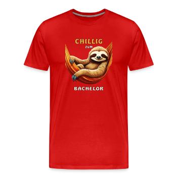 SLOTH CHILLIG TO BACHELOR - Men's Premium Organic T-Shirt - red - Front - Damien (186cm)