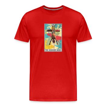 Carte de tarot Carte de tarot Le pendu - T-shirt bio Premium Homme - rouge - Devant - Damien (186cm)