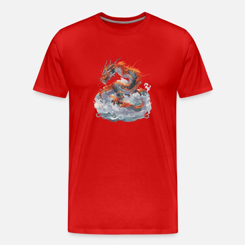 Drache Drachen Fabeltier Märchen - Männer Premium Bio T-Shirt - Rot